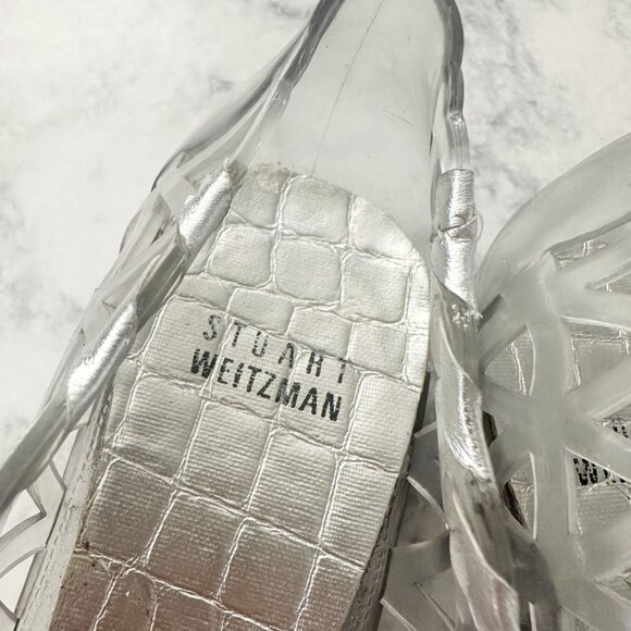 Stuart Weitzman Jellystone Clear Jelly Rhinestone Ballet Flats Silver - Picture 6 of 13